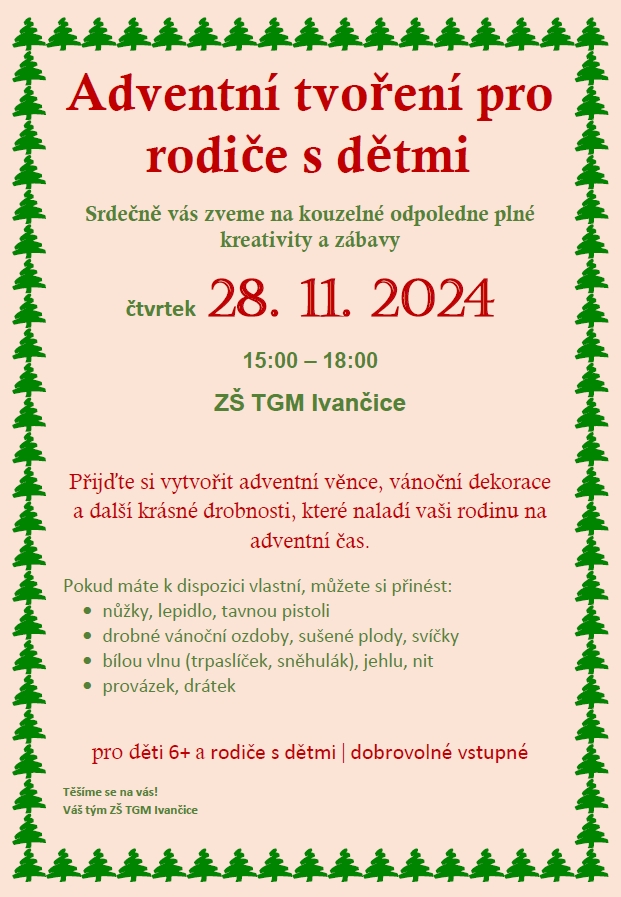 Adventní tvoření na ZŠ TGM Ivančice