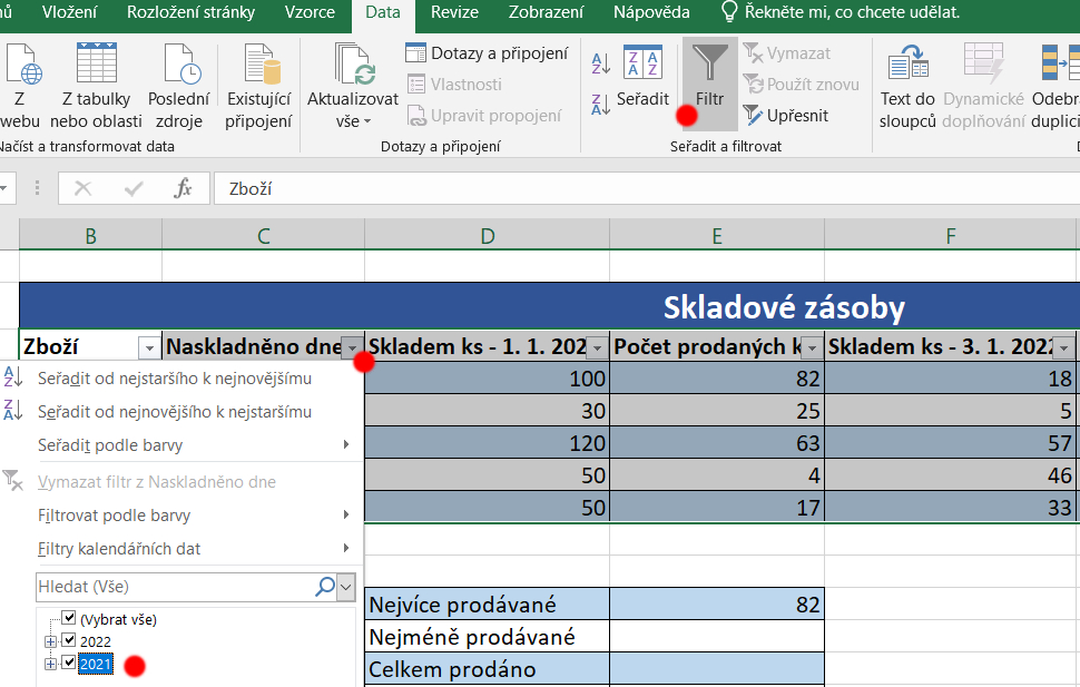 Excel - řazení