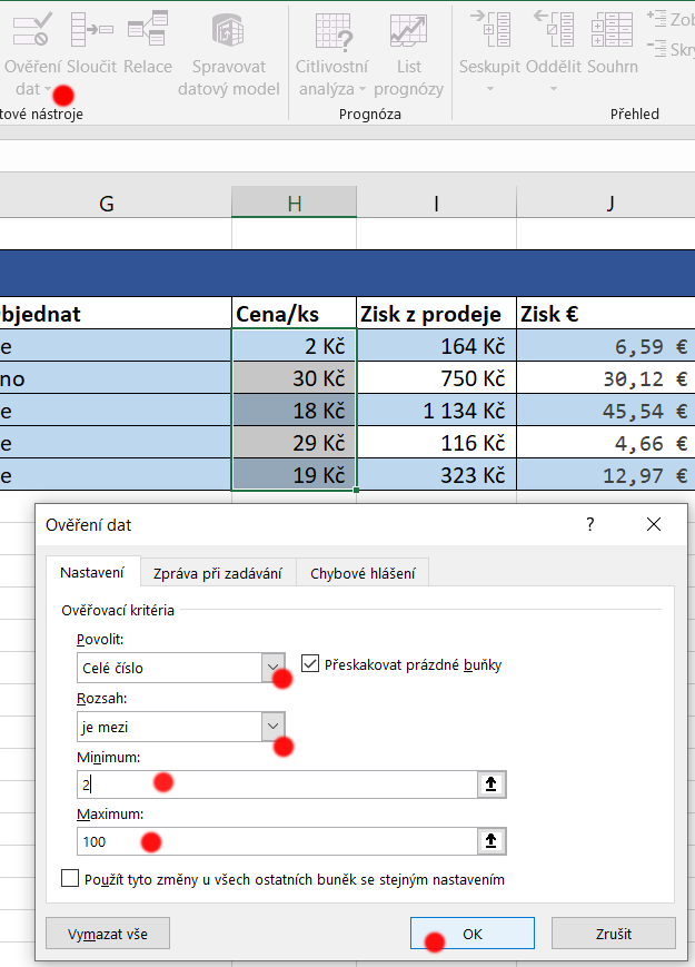 Excel - ověření