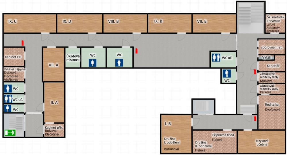 Mapa školy 1. patro