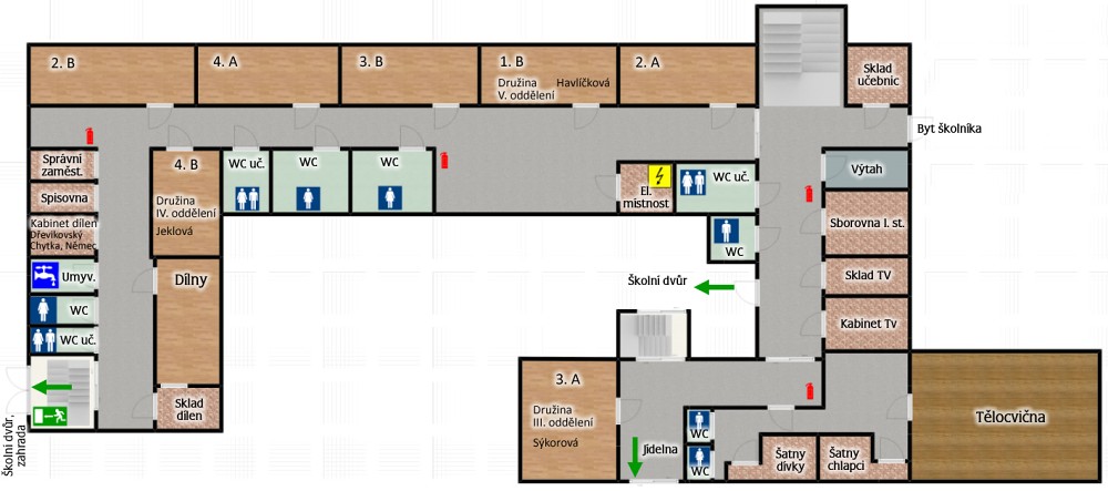 Mapa školy - přízemí